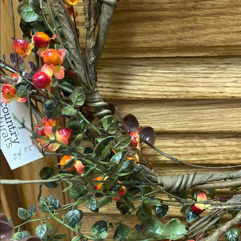 Floral Bittersweet Wreath with Orange and Green Accents